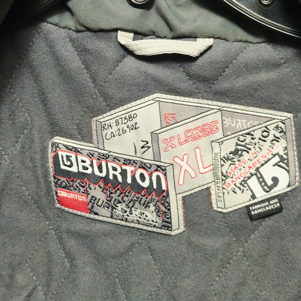 Burton Juniors Womens XL Ski Snowboard Jacket Blue Khaki Hooded Puffer Insulated - Picture 4 of 8